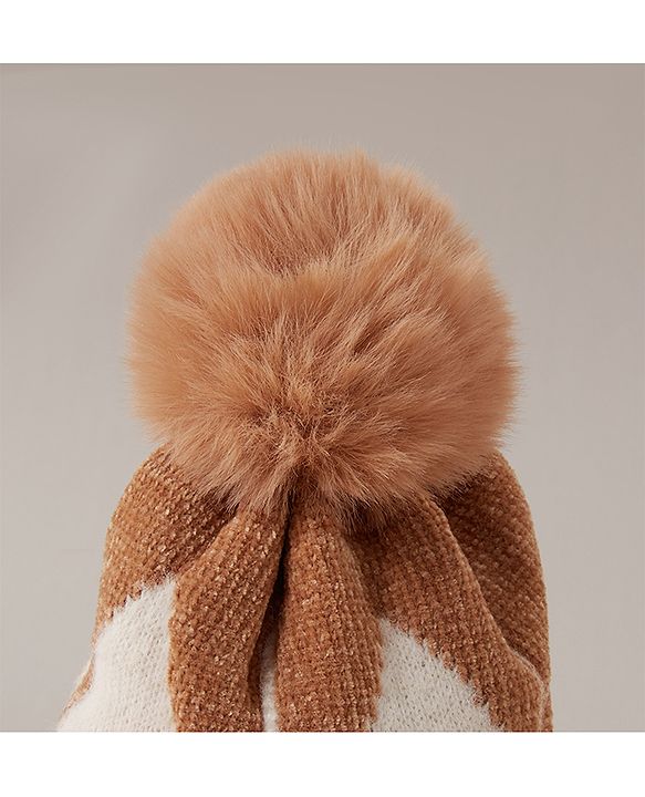 Babyhug Woollen Cap Glove Muffler Set - Brown