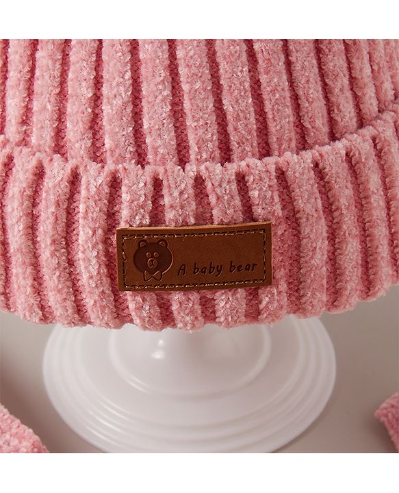 Babyhug Woollen Cap Muffler & Gloves Red - Diameter 13 cm