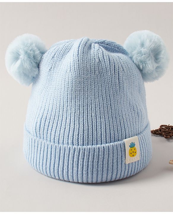 Babyhug Woollen Cap Blue - Diameter 12 cm