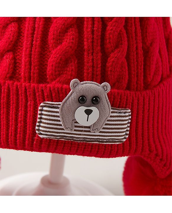 Babyhug Woollen Cap Red - Diameter 11 cm