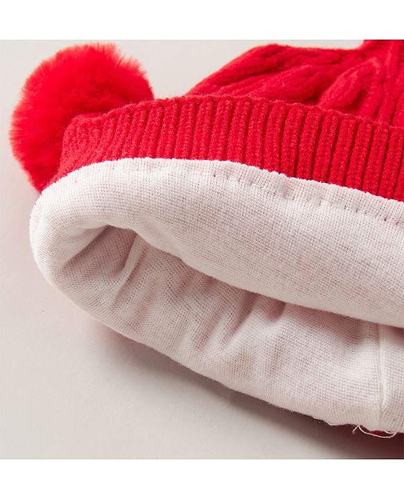 Babyhug Woollen Cap Red - Diameter 11 cm