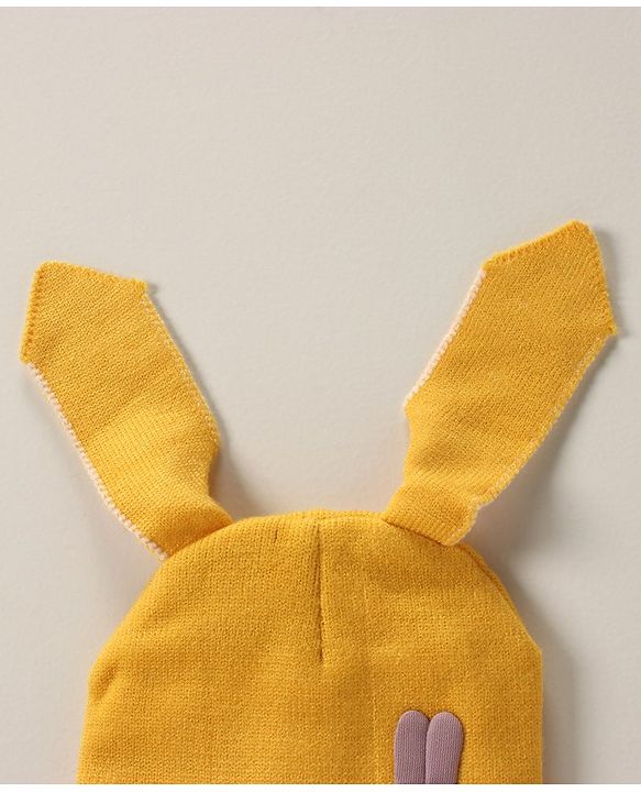 Babyhug Cotton Woollen Cap Yellow - Diameter 11 cm