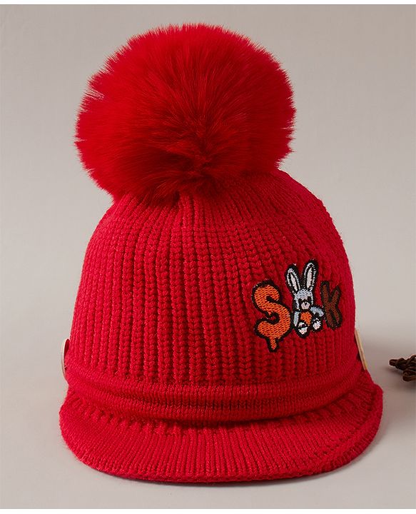 Babyhug Woolen Cap Red - Diameter 13 cm