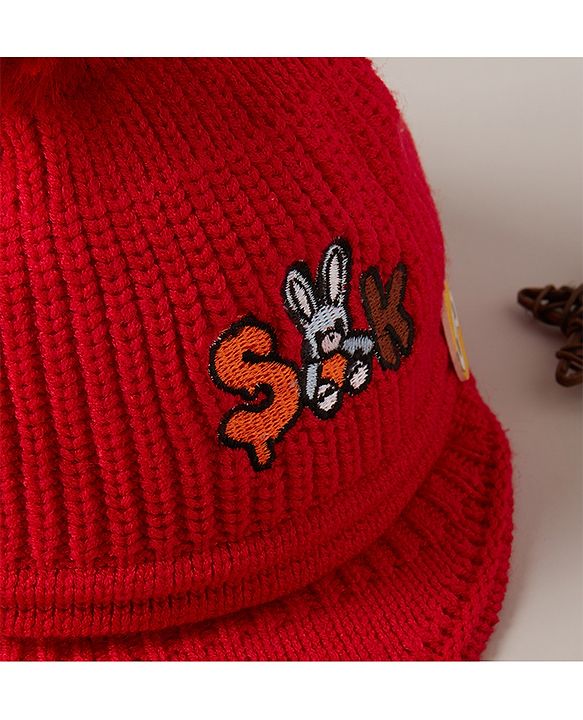 Babyhug Woolen Cap Red - Diameter 13 cm