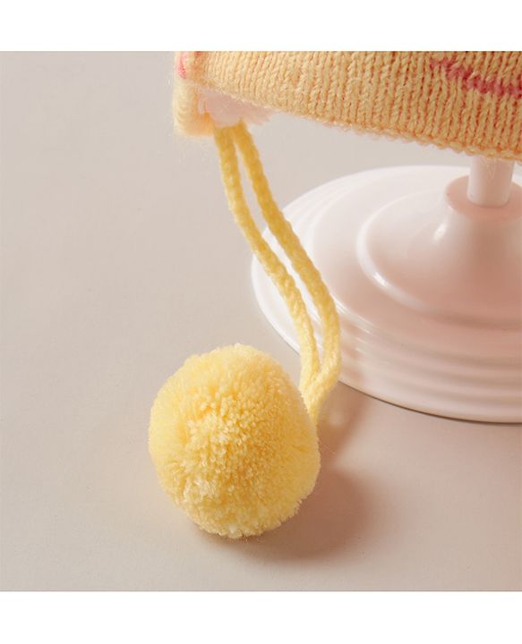 Babyhug Cap With Bunny Face Motif Yellow - Diameter 12 cm