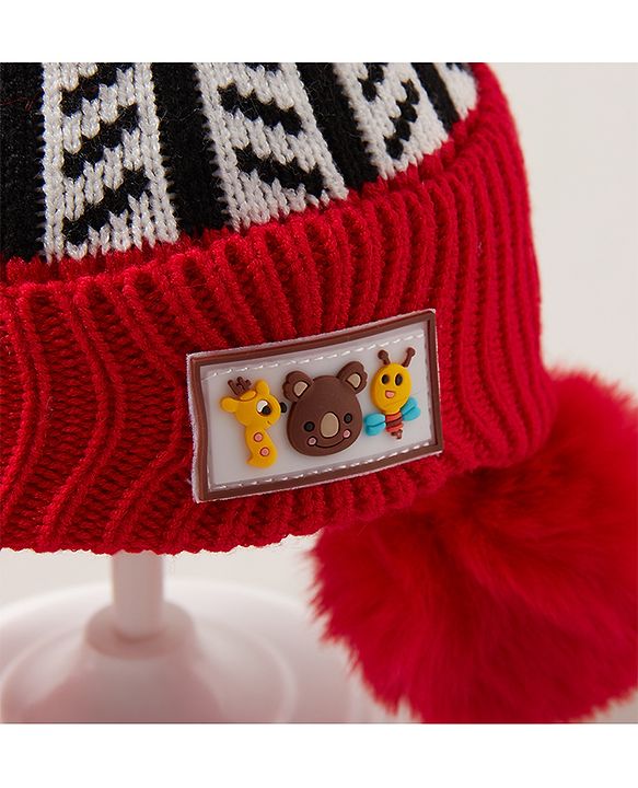 Babyhug Baby Cap with Pom Pom - Red
