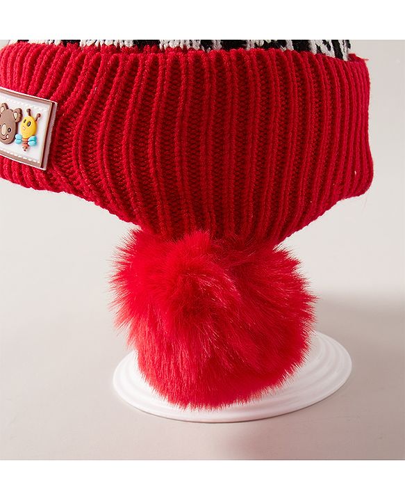 Babyhug Baby Cap with Pom Pom - Red