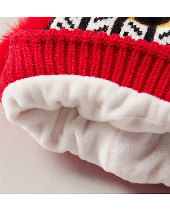 Babyhug Baby Cap with Pom Pom - Red