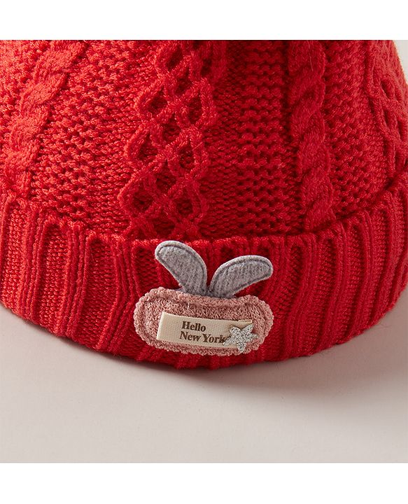 Babyhug Woollen Cap With Pom Pom Orange - Diameter 7.5 cm