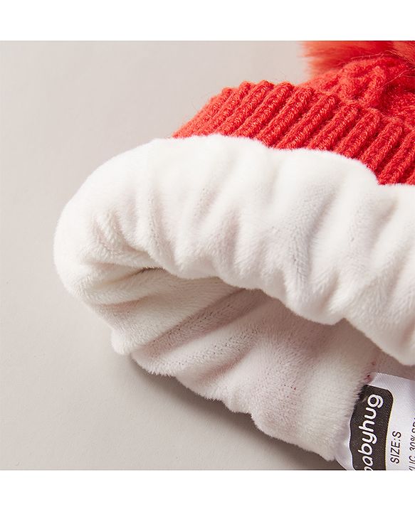 Babyhug Woollen Cap With Pom Pom Orange - Diameter 7.5 cm