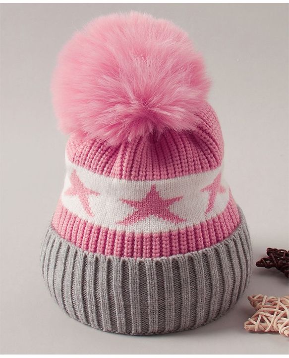 Babyhug Baby Cap with Pom Pom - Pink