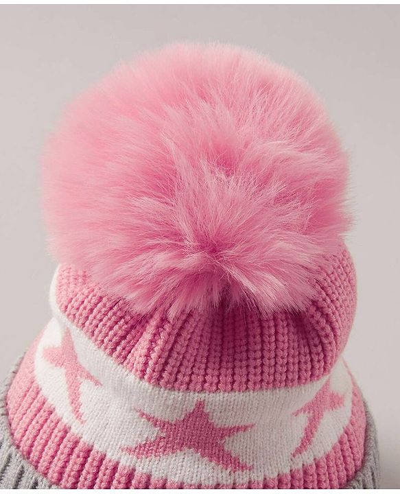 Babyhug Baby Cap with Pom Pom - Pink