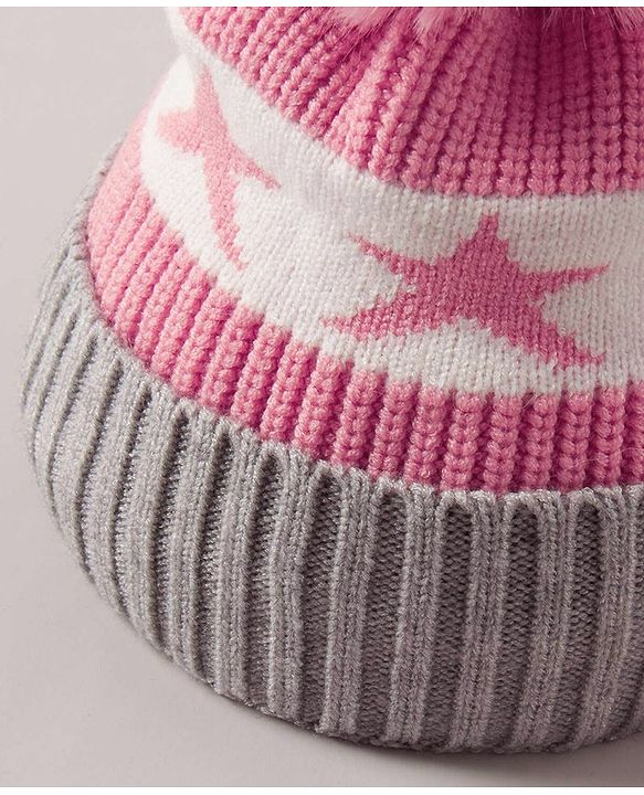Babyhug Baby Cap with Pom Pom - Pink