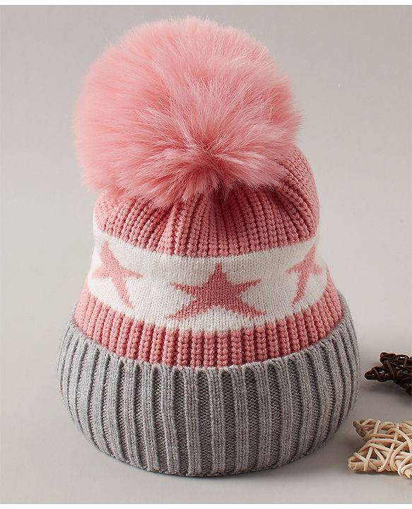 Babyhug Baby Cap with Pom Pom - Pink