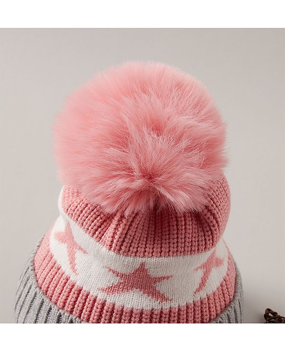Babyhug Baby Cap with Pom Pom - Pink