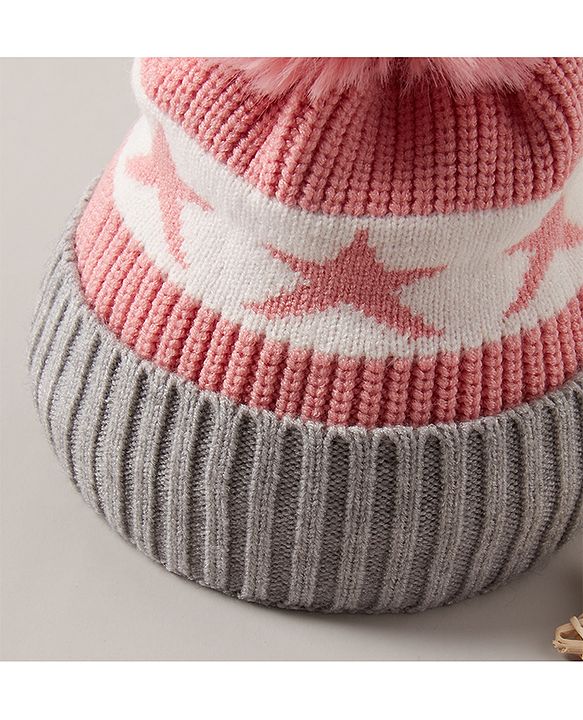 Babyhug Baby Cap with Pom Pom - Pink