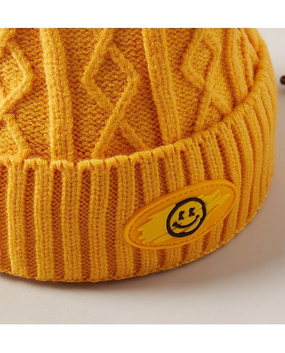 Babyhug Woollen Cap With Pom Pom Yellow - Diameter 10 cm