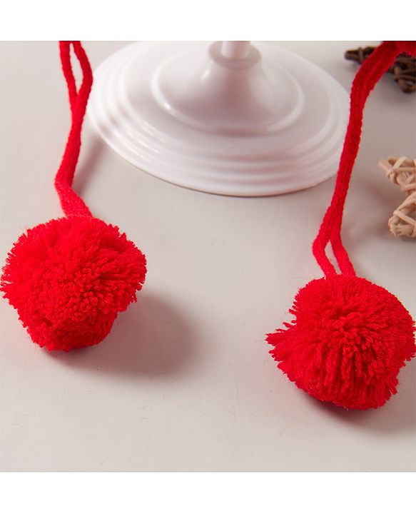 Babyhug Cap with Pom Pom Car Print Red - Diameter 12 cm