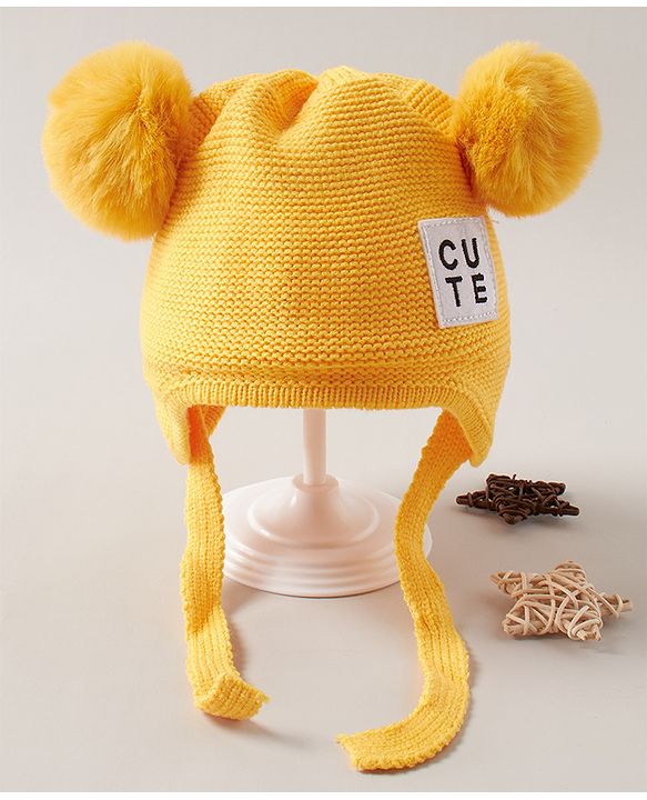 Babyhug Woolen  Cap Yellow - Diameter 14 cm