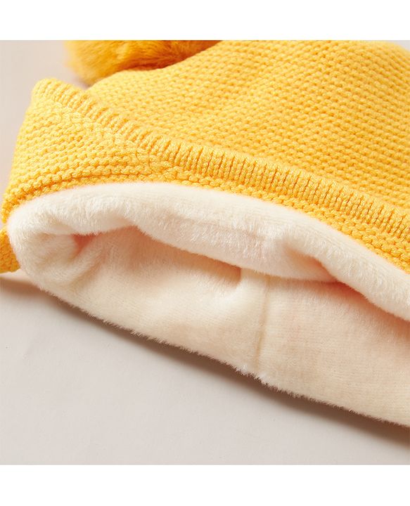 Babyhug Woolen  Cap Yellow - Diameter 14 cm