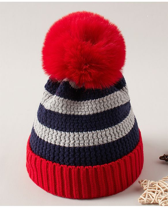 Babyhug Woollen Cap Red - Diameter 12 cm