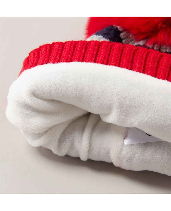 Babyhug Woollen Cap Red - Diameter 12 cm
