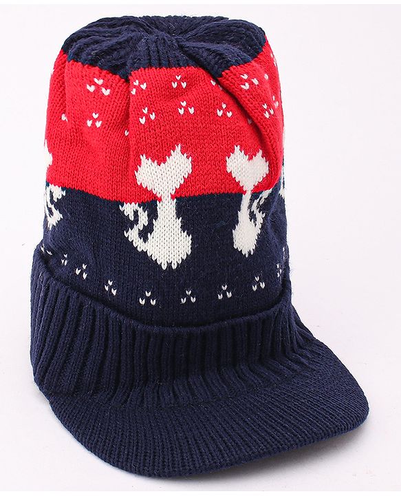 Babyhug Woollen Cap Blue - Diameter 44 cm (Stretchable)
