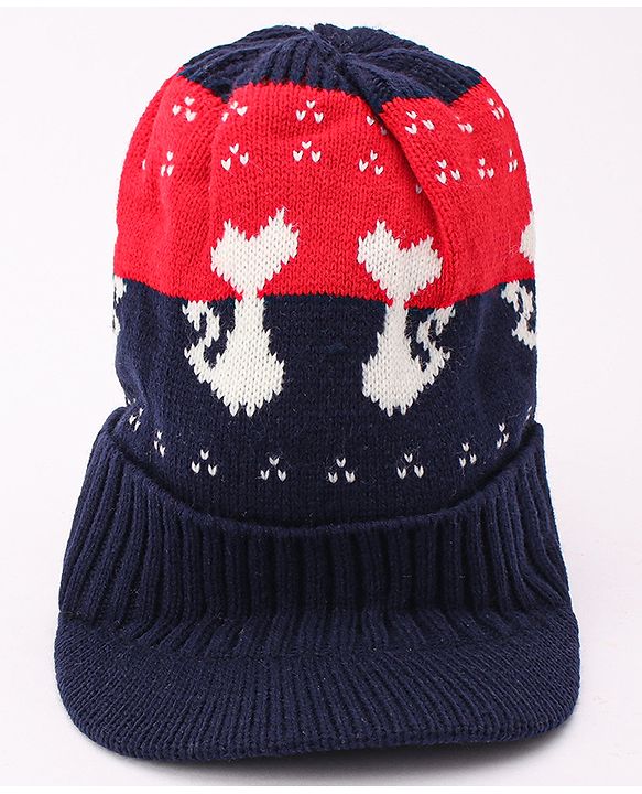 Babyhug Woollen Cap Blue - Diameter 44 cm (Stretchable)