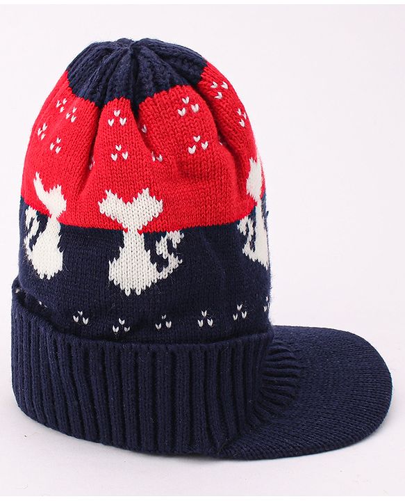 Babyhug Woollen Cap Blue - Diameter 44 cm (Stretchable)
