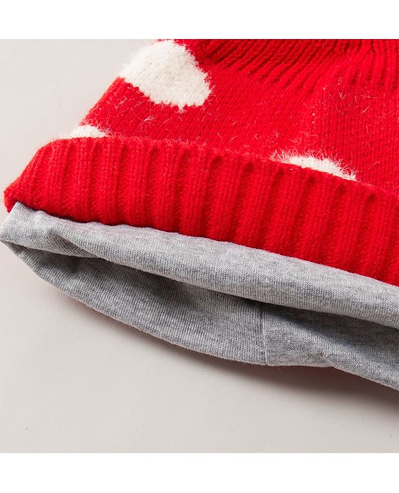 Babyhug Winter Caps With Pom Pom Red - Diameter 14 cm