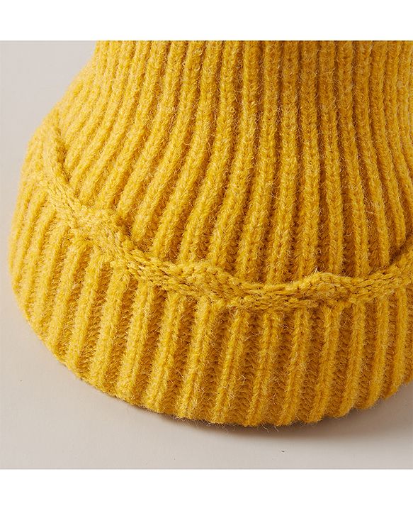 Babyhug Pom Pom Winter Cap Yellow - Diameter 11.5 cm