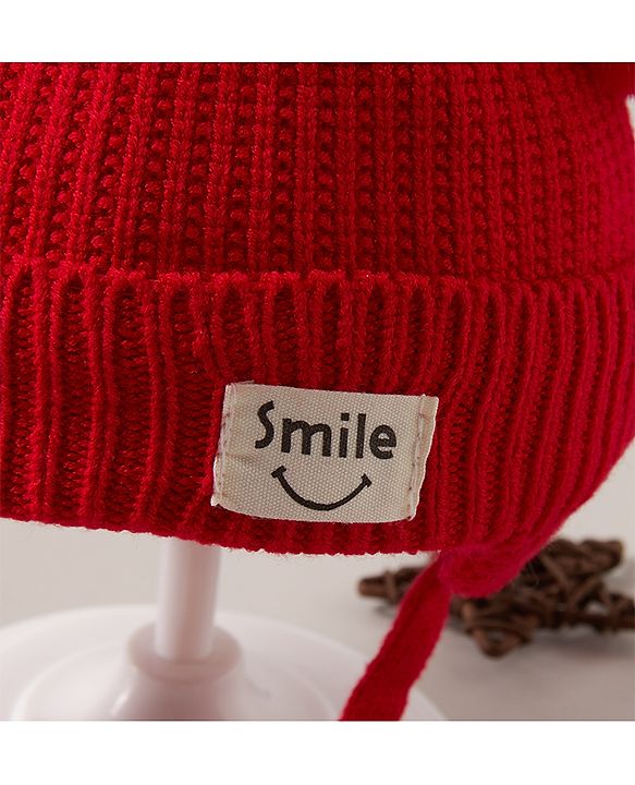 Babyhug Woollen Tie Knot Cap - Red