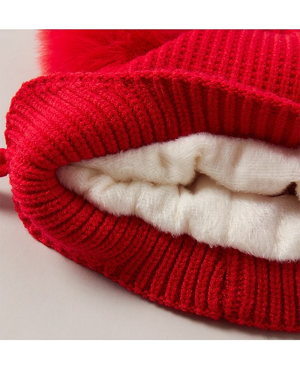 Babyhug Woollen Tie Knot Cap - Red