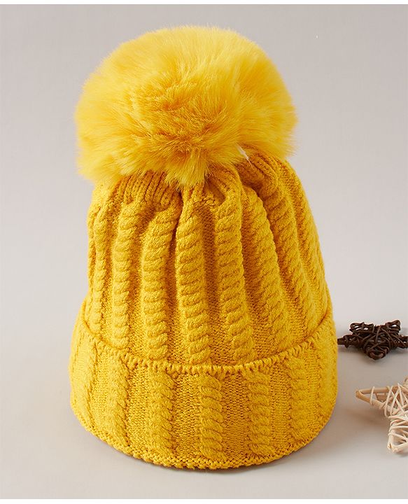 Babyhug Woollen Cap Yellow - Diameter 11.5 cm
