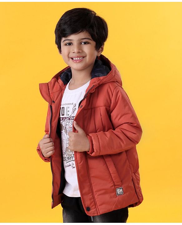 Babyhug Full Sleeves Hooded Padded Jacket - Red