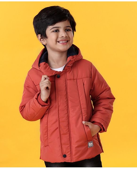 Babyhug Full Sleeves Hooded Padded Jacket - Red