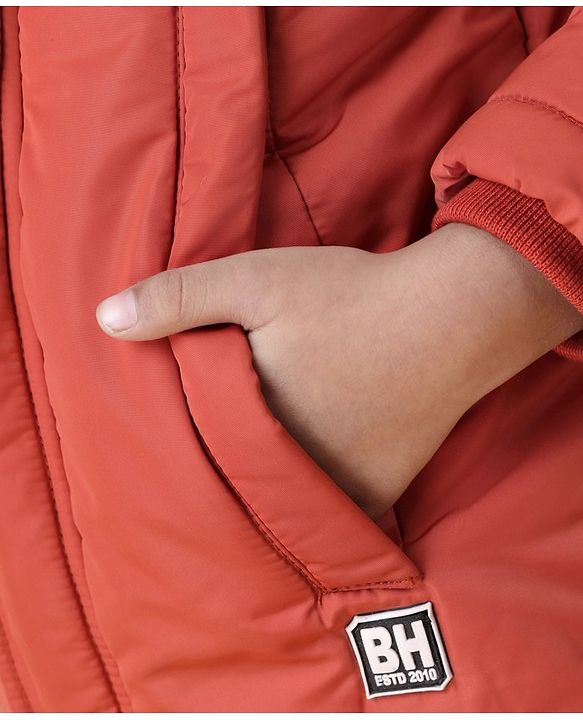 Babyhug Full Sleeves Hooded Padded Jacket - Red