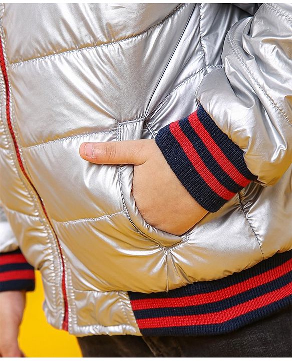 Babyhug Full Sleeves Colorblock Hooded Padded Winter Jacket - Red