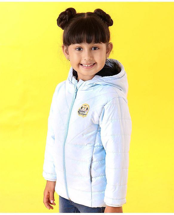 Babyhug Full Sleeves Hooded Quilted Jacket - Blue