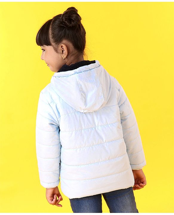 Babyhug Full Sleeves Hooded Quilted Jacket - Blue