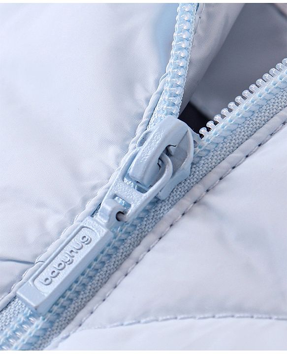 Babyhug Full Sleeves Hooded Quilted Jacket - Blue