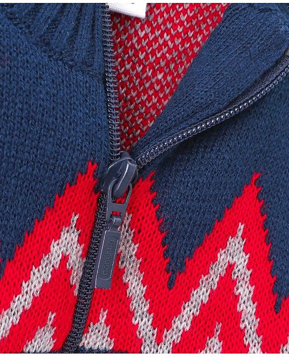 Babyhug Full Sleeves Jacquard Sweater - Multicolor