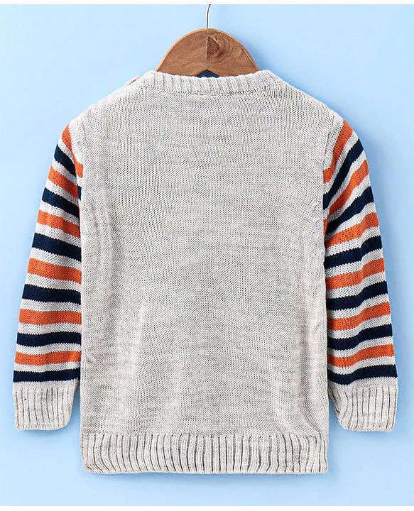 Babyhug Full Sleeves Pullover Sweater Text Print- Grey