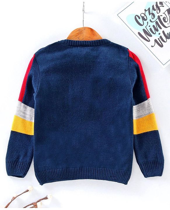 Babyhug Full Sleeves Sweater Text Print - Blue