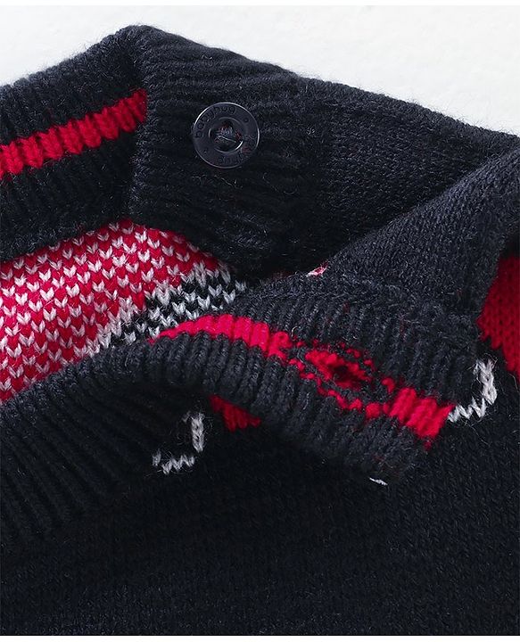 Babyhug Full Sleeves Pullover Sweater Car Print - Navy Blue