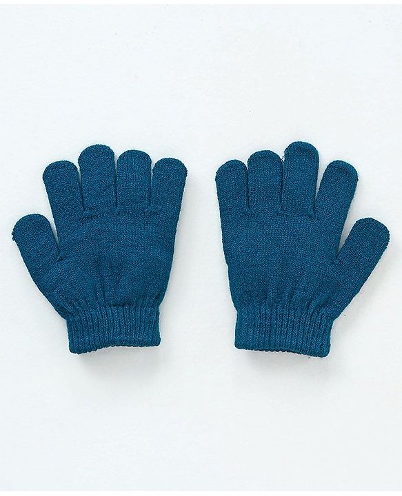 Babyhug Woollen Cap and Gloves Set With Pooh Print - Navy Blue
