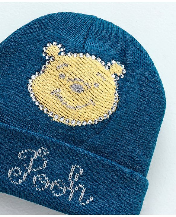 Babyhug Woollen Cap and Gloves Set With Pooh Print - Navy Blue