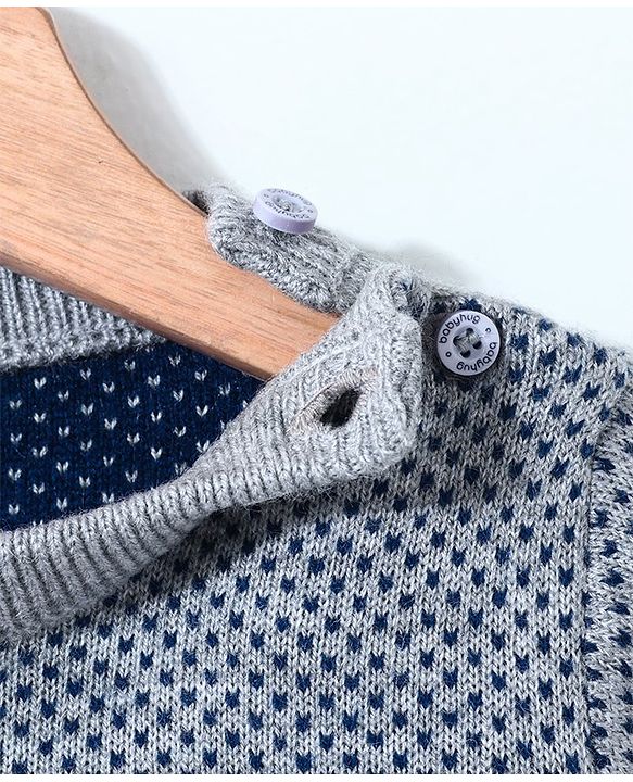 Babyhug Full Sleeves Color Block Sweater - Blue