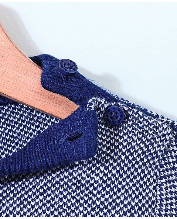 Babyhug Full Sleeves Color Block Sweater - Blue