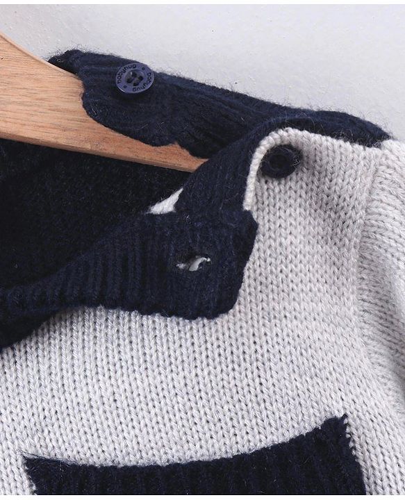 Babyhug Full Sleeves Checks Pattern Sweater - Blue